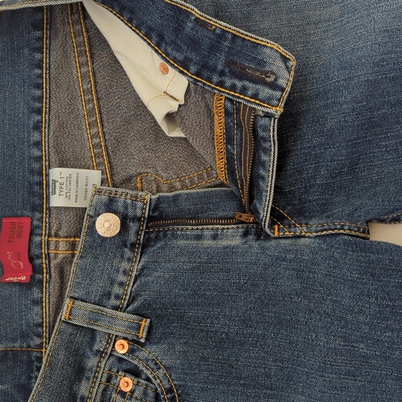 Levi's Type 1 Tough Boot Distressed Denim Bootcut Y2k Jeans 12 M Blue - Picture 8 of 16